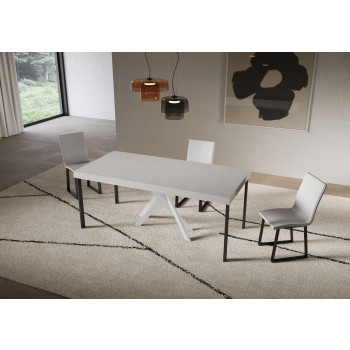 Console Saki Premium avec pieds blancs - Console extensible 90x40/300 cm Saki Premium Cachemire avec pieds blancs