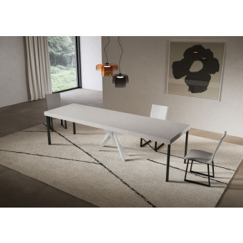 Console Saki Premium avec pieds blancs - Console extensible 90x40/300 cm Saki Premium Cachemire avec pieds blancs