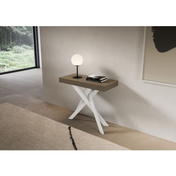 Console Saki Premium avec pieds blancs - Console extensible 90x40/300 cm Saki Premium Cachemire avec pieds blancs