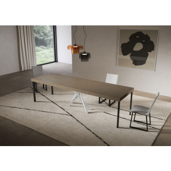 Console Saki Premium avec pieds blancs - Console extensible 90x40/300 cm Saki Premium Cachemire avec pieds blancs