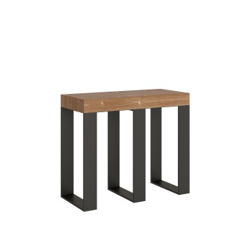 Console Sintesi avec structure anthracite - Console extensible 90x40/190 cm Sintesi Small en sapin teinté avec structure anthracite