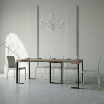 Console Sintesi avec structure anthracite - Console extensible 90x40/196 cm Sintesi Small Frêne Blanc avec structure anthracite