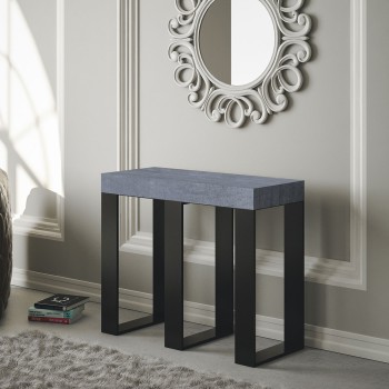 Console Sintesi avec structure anthracite - Console extensible 90x40/300 cm Sintesi Frêne Blanc avec structure anthracite