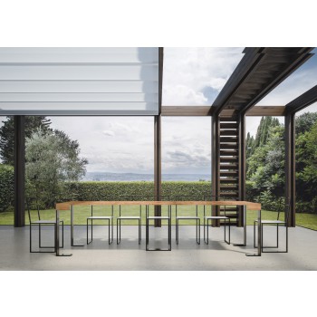 Console Sintesi avec structure anthracite - Console extensible 90x40/300 cm Sintesi Frêne Blanc avec structure anthracite