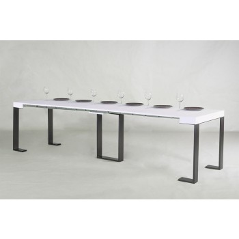 Console Sintesi avec structure anthracite - Console extensible 90x40/300 cm Sintesi Frêne Blanc avec structure anthracite