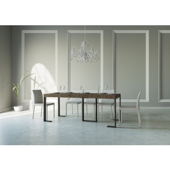 Console Sintesi avec structure anthracite - Console extensible 90x40/300 cm Sintesi Premium Chêne Naturel avec structure anthracite