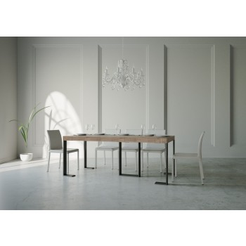 Console Sintesi avec structure anthracite - Console extensible 90x40/300 cm Sintesi Premium Chêne Naturel avec structure anthracite