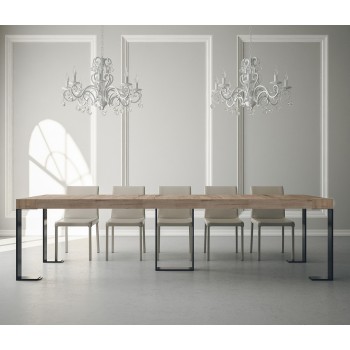 Console Sintesi avec structure anthracite - Console extensible 90x40/300 cm Sintesi Premium Chêne Naturel avec structure anthracite