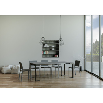 Console extensible Tecno Evolution 90x40/196 cm avec structure en frêne blanc et pieds anthracite