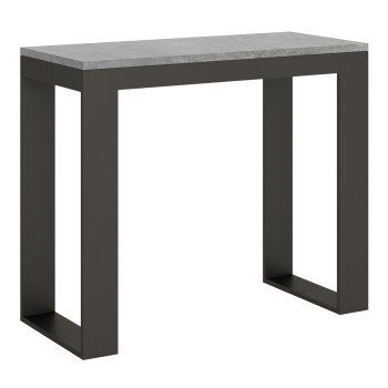 Console extensible Tecno Evolution 90x40/196 cm avec structure en frêne blanc et pieds anthracite
