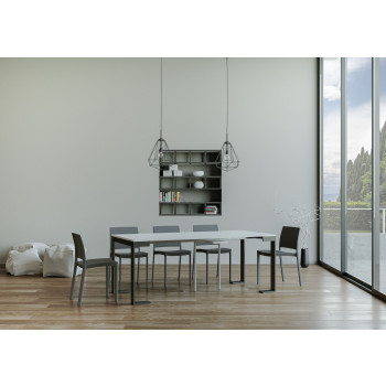 Console extensible Tecno Evolution 90x40/196 cm avec structure en frêne blanc et pieds anthracite