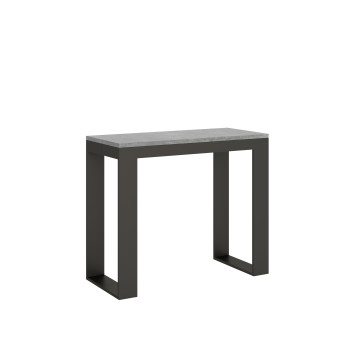 Console Tecno Evolution avec pieds et structure anthracite - Console extensible 90x40/300 cm Tecno Evolution frêne blanc avec structure et pieds anthracite
