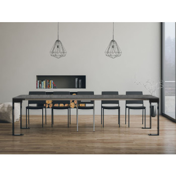 Console Tecno Evolution avec pieds et structure anthracite - Console extensible 90x40/300 cm Tecno Evolution frêne blanc avec structure et pieds anthracite