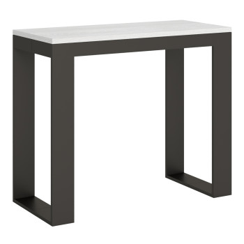 Console Tecno Evolution avec pieds et structure anthracite - Console extensible 90x40/300 cm Tecno Evolution frêne blanc avec structure et pieds anthracite