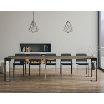 Console Tecno Evolution avec pieds et structure anthracite - Console extensible 90x40/300 cm Tecno Evolution frêne blanc avec structure et pieds anthracite