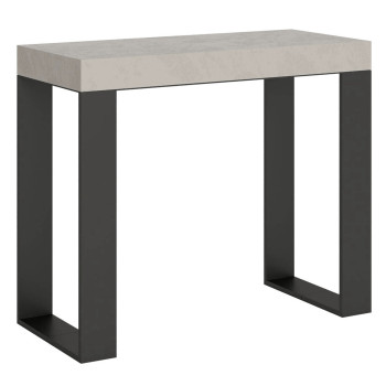 Console Tecno avec pieds anthracite - Console extensible Tecno Small 90x40/196 cm avec pieds en frêne blanc et anthracite