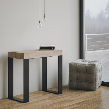 Console Tecno avec pieds anthracite - Console extensible Tecno Small 90x40/196 cm avec pieds en frêne blanc et anthracite