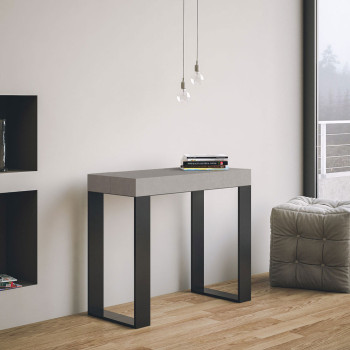 Console Tecno pieds anthracite - Console extensible Tecno 90x40/300 cm frêne blanc pieds anthracite