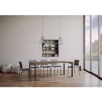 Console Tecno pieds anthracite - Console extensible Tecno 90x40/300 cm frêne blanc pieds anthracite