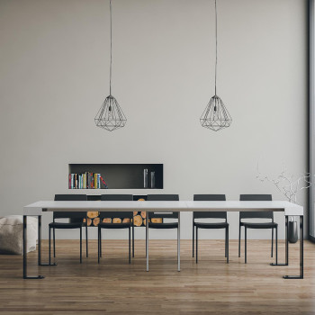 Console Tecno pieds anthracite - Console extensible Tecno 90x40/300 cm frêne blanc pieds anthracite