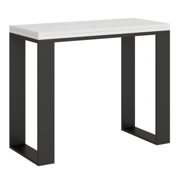 Console Tecno pieds anthracite - Console extensible Tecno 90x40/300 cm frêne blanc pieds anthracite