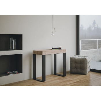 Console Tecno pieds anthracite - Console extensible Tecno Premium 90x40/300 cm en chêne naturel pieds anthracite