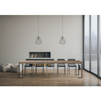 Console Tecno pieds anthracite - Console extensible Tecno Premium 90x40/300 cm en chêne naturel pieds anthracite
