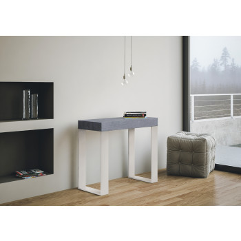 Console Tecno pieds blancs - Console extensible 90x40/196 cm Tecno Small frêne blanc pieds blancs