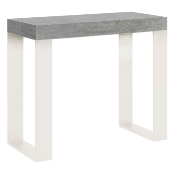 Console Tecno pieds blancs - Console extensible 90x40/196 cm Tecno Small frêne blanc pieds blancs