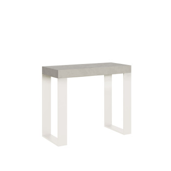 Console Tecno pieds blancs - Console extensible 90x40/196 cm Tecno Small frêne blanc pieds blancs