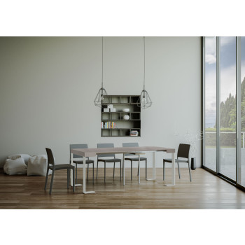 Console Tecno pieds blancs - Console extensible 90x40/196 cm Tecno Small frêne blanc pieds blancs