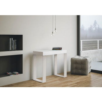 Console Tecno pieds blancs - Console extensible 90x40/196 cm Tecno Small frêne blanc pieds blancs