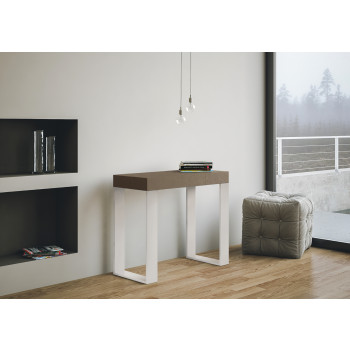 Console Tecno pieds blancs - Console extensible 90x40/196 cm Tecno Small frêne blanc pieds blancs