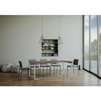 Console Tecno pieds blancs - Console extensible 90x40/196 cm Tecno Small frêne blanc pieds blancs