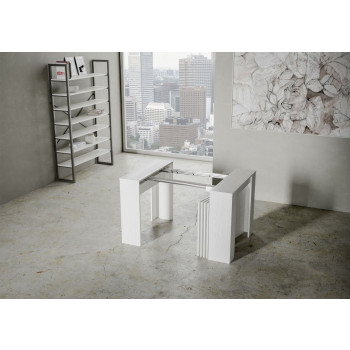 Console Venus - Console extensible 90x48/296 cm Venus frêne blanc avec rallonges intérieures