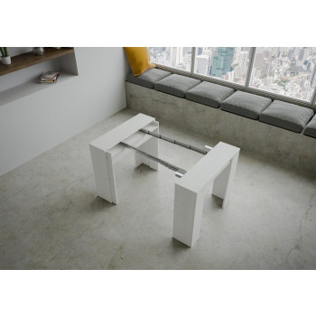 Console Venus - Console extensible 90x48/296 cm Venus frêne blanc avec rallonges intérieures