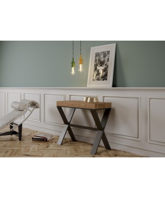 Console Xenia avec structure anthracite - Console extensible 90x40/190 cm Xenia Small sapin teinté avec structure anthracite