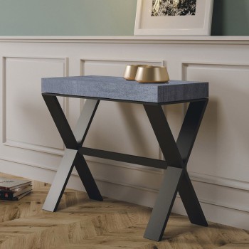 Console Xenia avec structure anthracite - Console extensible 90x40/196 cm Xenia Small Frêne Blanc avec structure anthracite