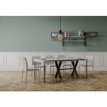 Console Xenia avec structure anthracite - Console extensible 90x40/196 cm Xenia Small Frêne Blanc avec structure anthracite