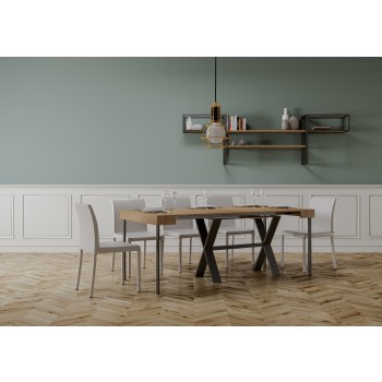 Console Xenia avec structure anthracite - Console extensible 90x40/196 cm Xenia Small Frêne Blanc avec structure anthracite