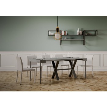 Console Xenia avec structure anthracite - Console extensible 90x40/196 cm Xenia Small Frêne Blanc avec structure anthracite