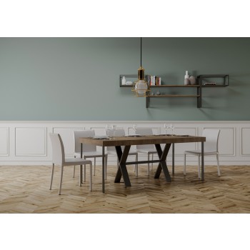 Console Xenia avec structure anthracite - Console extensible 90x40/196 cm Xenia Small Premium Chêne Naturel avec structure anthracite