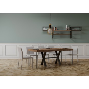 Console Xenia avec structure anthracite - Console extensible 90x40/196 cm Xenia Small Premium Chêne Naturel avec structure anthracite