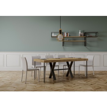 Console Xenia avec structure anthracite - Console extensible 90x40/196 cm Xenia Small Premium Chêne Naturel avec structure anthracite