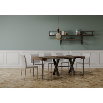 Console Xenia avec structure anthracite - Console extensible 90x40/300 cm Xenia Frêne Blanc avec structure anthracite