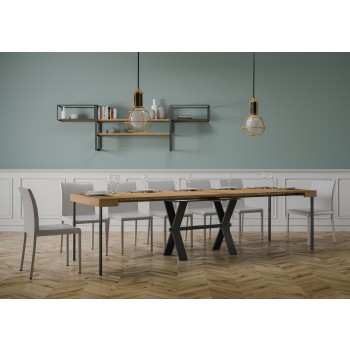 Console Xenia avec structure anthracite - Console extensible 90x40/300 cm Xenia Frêne Blanc avec structure anthracite