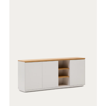 Buffet 3 portes Abilen, placage chêne et laqué blanc, 180 x 75 cm, FSC 100%