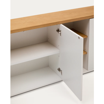 Buffet 3 portes Abilen, placage chêne et laqué blanc, 180 x 75 cm, FSC 100%