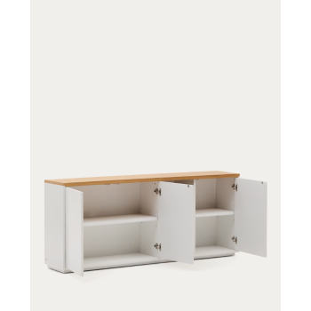 Buffet 3 portes Abilen, placage chêne et laqué blanc, 180 x 75 cm, FSC 100%