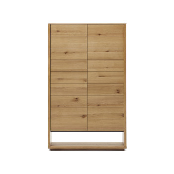 Buffet haut 2 portes Alguema en placage de chêne finition naturelle, 100 x 163,5 cm